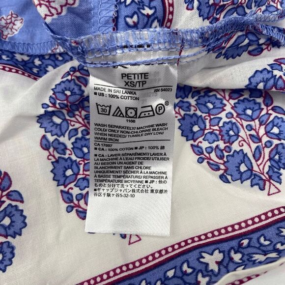 Banana Republic Button Down Shirt Boho Coastal Collar Womens Blue Size XSP NWT - Picture 7 of 7